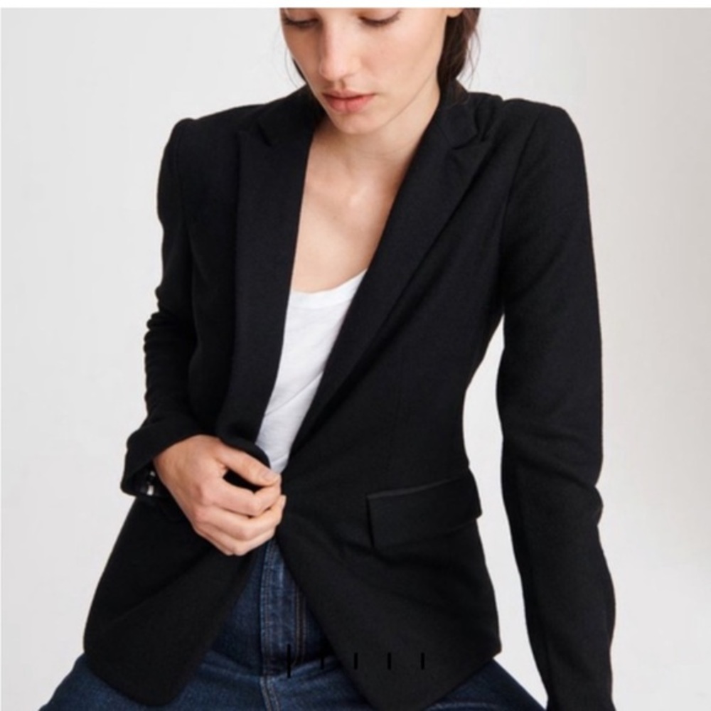 Rag & Bone Blazer Lexington Wool Snap Closure in Black
